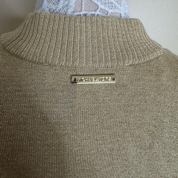 Michael Kors Metallic Gold Long Line Open Front Cardigan size X-Large - Picture 5 of 9